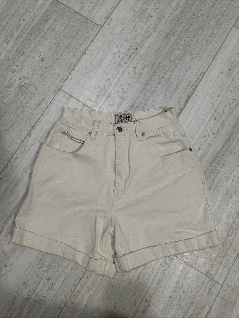 Vintage High-Rise Limited Jeans Cream Denim Shorts
